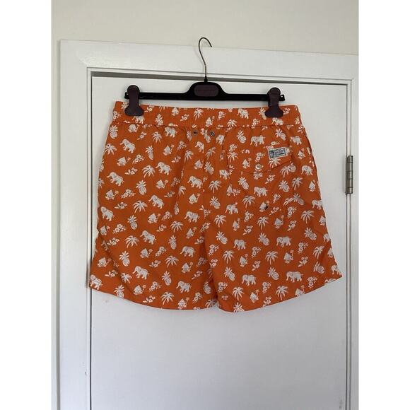 POLO Ralph Lauren Mens Swim Shorts Trunks Elephant & Palm Orange size XL - Picture 4 of 7